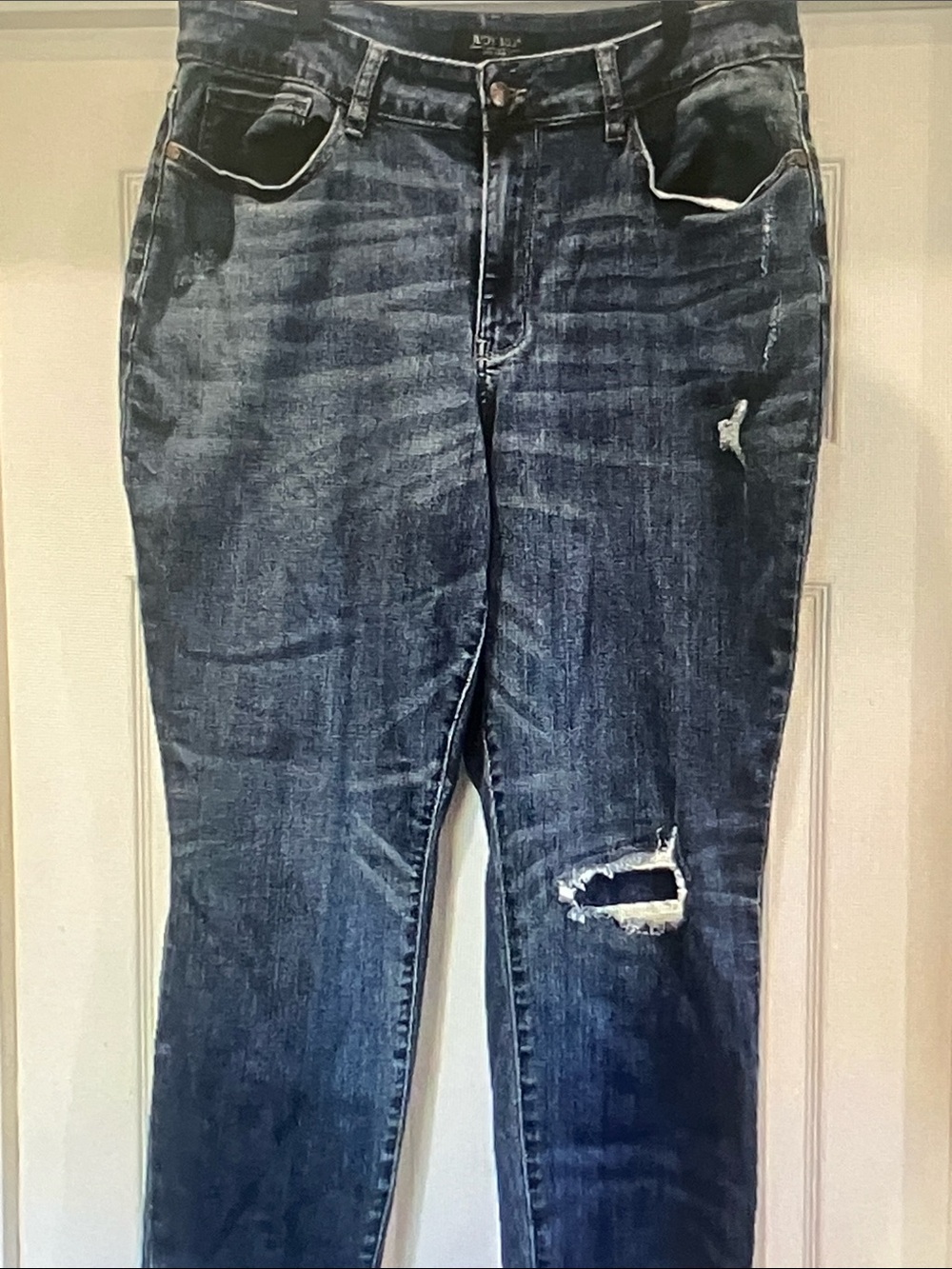 Judy Blue Dark Wash Boyfriend Jeans with Knee Distress